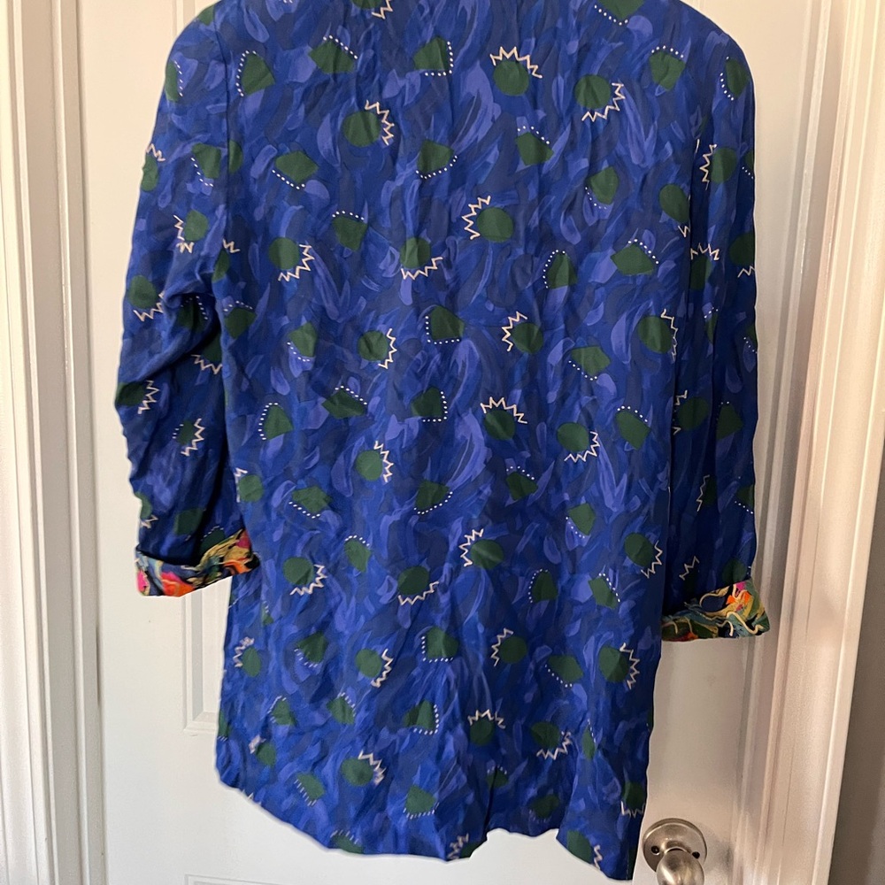 Vintage 1980's Loud print Blazer Platinum by Dorothy Schoelen 80s vibrant Size S - Picture 2 of 7